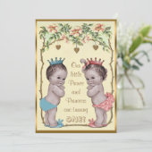 Vintage Prince and Princess Twins Birthday Invitation (Standing Front)