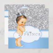 Vintage Prince Baby Shower Blue and Silver Invitation (Front/Back)