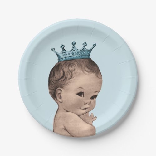 Vintage Prince Baby Shower Blue Paper Plates