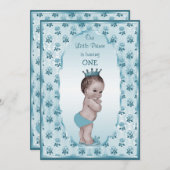 Vintage Prince Boy and Blue Roses 1st Birthday Invitation (Front/Back)