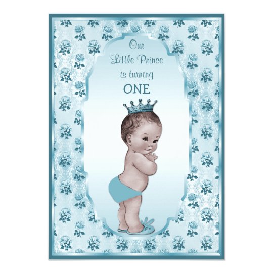 Vintage Prince Boy And Blue Roses 1st Birthday Invitation Zazzle Com