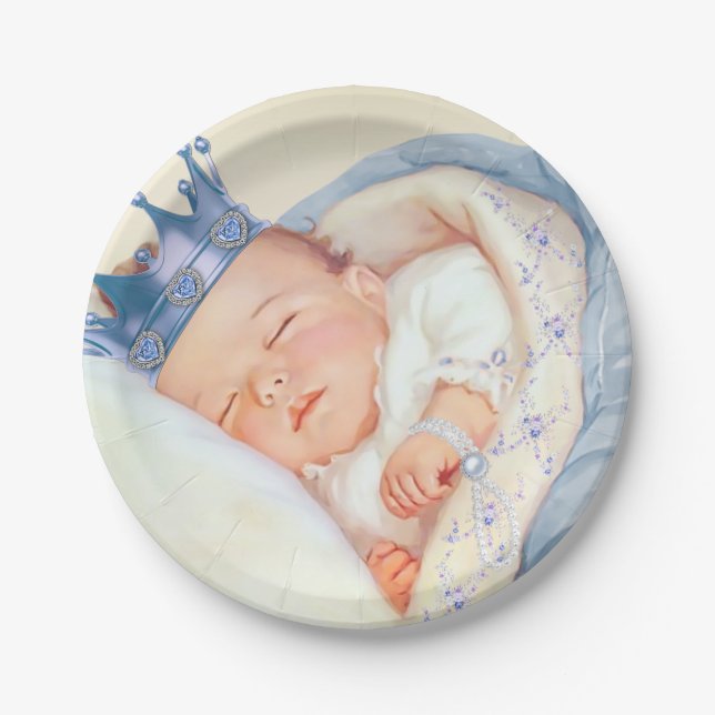 Vintage Prince Boy Baby Shower Paper Plates (Front)