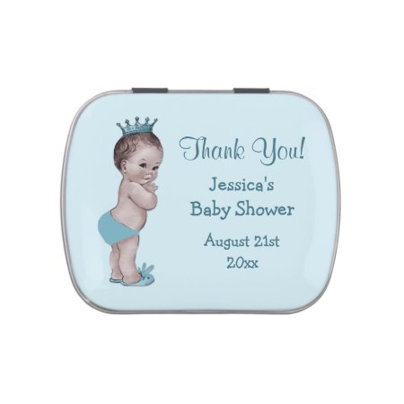 Vintage Prince Boys Baby Shower Thank You Favor Jelly Belly Candy Tin
