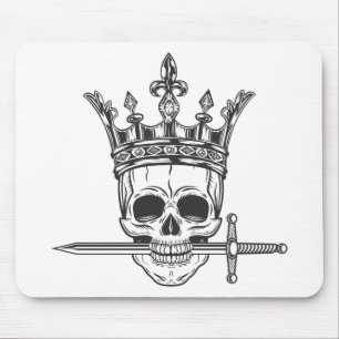 Vintage prince skull in crown with sword print mouse pad