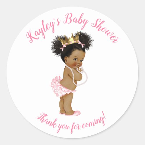 Vintage Princess African American Baby Pink Classic Round Sticker