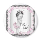 Vintage Princess Baby Girl Pink Gray Baby Shower