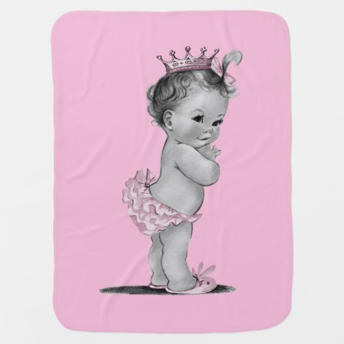 Vintage Princess Baby Pink Baby Blanket