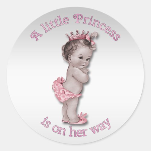 Vintage Princess Baby Shower Classic Round Sticker