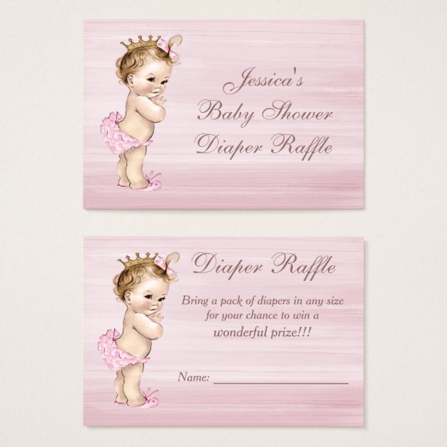 Vintage Princess Baby Shower Diaper Raffle Business Card