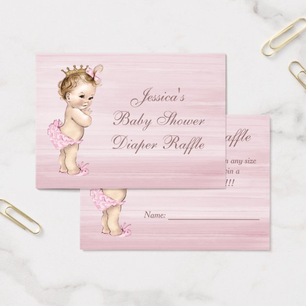 Vintage Princess Baby Shower Diaper Raffle Business Card