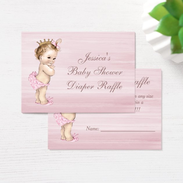 Vintage Princess Baby Shower Diaper Raffle Business Card