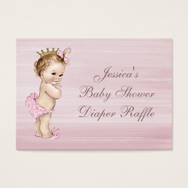 Vintage Princess Baby Shower Diaper Raffle Business Card