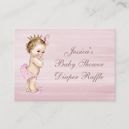 Customizable Vintage Princess Baby Shower Diaper Raffle Large Business Cards (Pack Of 100)