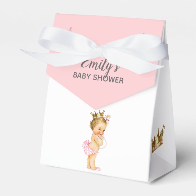 Vintage Princess Baby Shower Favor Boxes Blonde (Front Side)