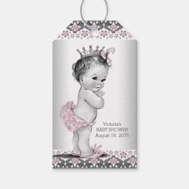 Vintage Princess Baby Shower Gift Tags (Front)