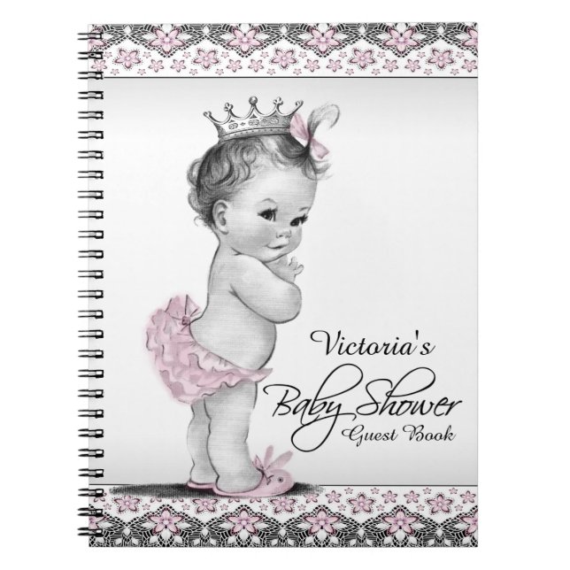 Vintage Princess Baby Shower Guest Book (Front)