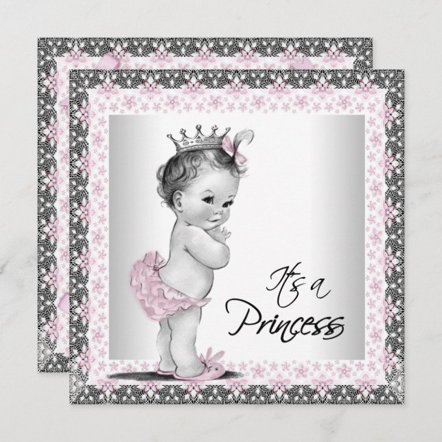 Vintage Princess Baby Shower Invitation (Front/Back)