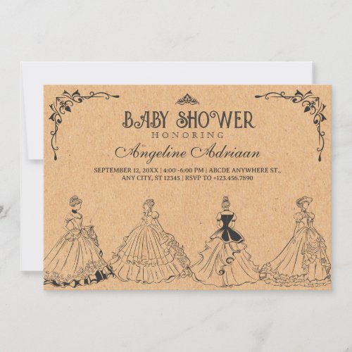 Vintage Princess Baby Shower Invitation