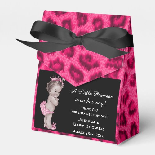 Vintage Princess Baby Shower Leopard Pattern Favor Boxes