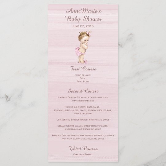 Vintage Princess Baby Shower Menu Zazzle Com