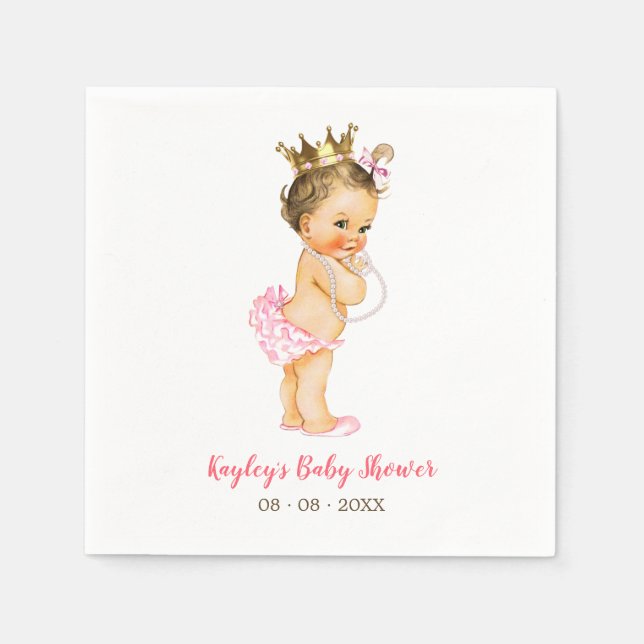 Vintage Princess Baby Shower Napkin (Pearls) (Front)