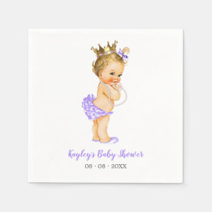 Vintage Princess Baby Shower Napkins Purple Blonde
