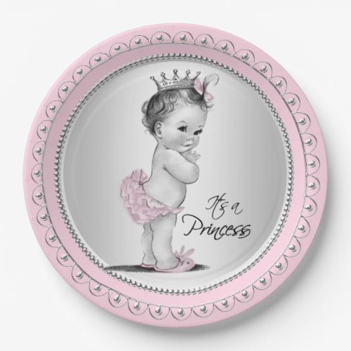 Vintage Princess Baby Shower Paper Plates