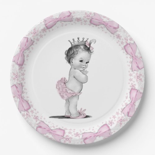 Vintage Princess Baby Shower Paper Plates