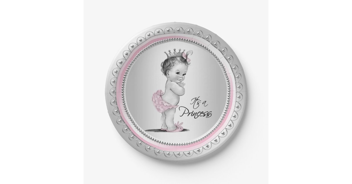 Vintage Princess Baby Shower Paper Plates Zazzle