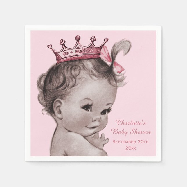 Vintage Princess Baby Shower Personalized Napkins (Front)