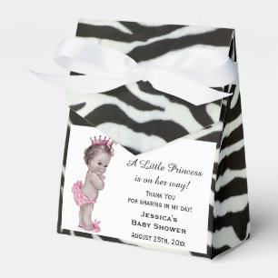 Vintage Princess Baby Shower Zebra Pattern Favor Boxes