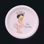 Vintage Princess Ballerina Tutu Baby Shower Paper Plates<br><div class="desc">Adorable princess baby girl wearing a tutu princess ballerina baby shower plates. These cute ballerina princess baby shower paper plates can be customized with text in the font style and color of your choice,  and you can choose your own background color.</div>