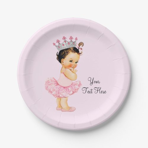 Vintage Princess Ballerina Tutu Baby Shower Paper Plates
