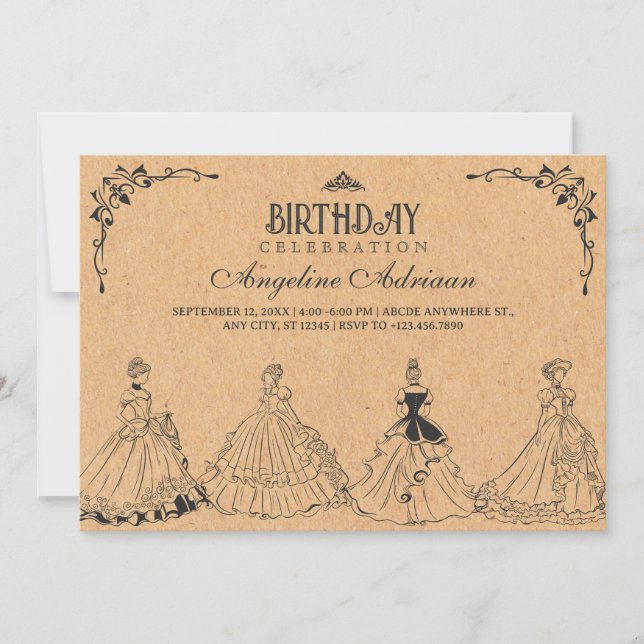 Vintage Princess birthday Invitation (Front)