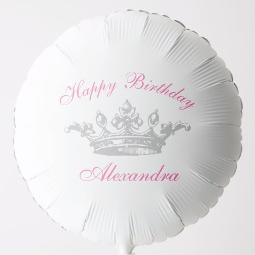 Vintage Princess Crown Happy Birthday Personalized Balloon