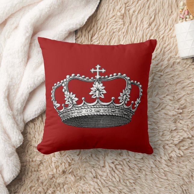 Vintage Princess Crown Throw Pillow (Blanket)
