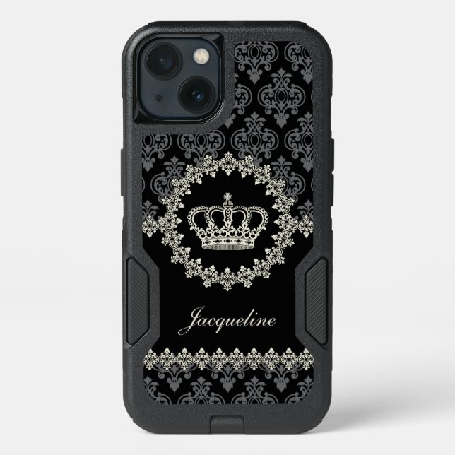 Vintage Princess Damask Crown Otterbox iPhone Case (Back)