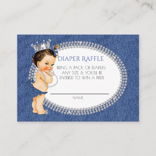 Vintage Princess Denim  Diamonds Diaper Raffle Enclosure Card