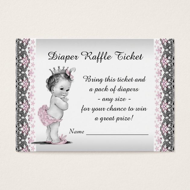 Vintage Princess Diaper Raffle Ticket