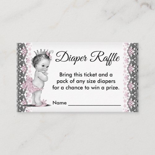 Vintage Princess Diaper Raffle Ticket Enclosure Card