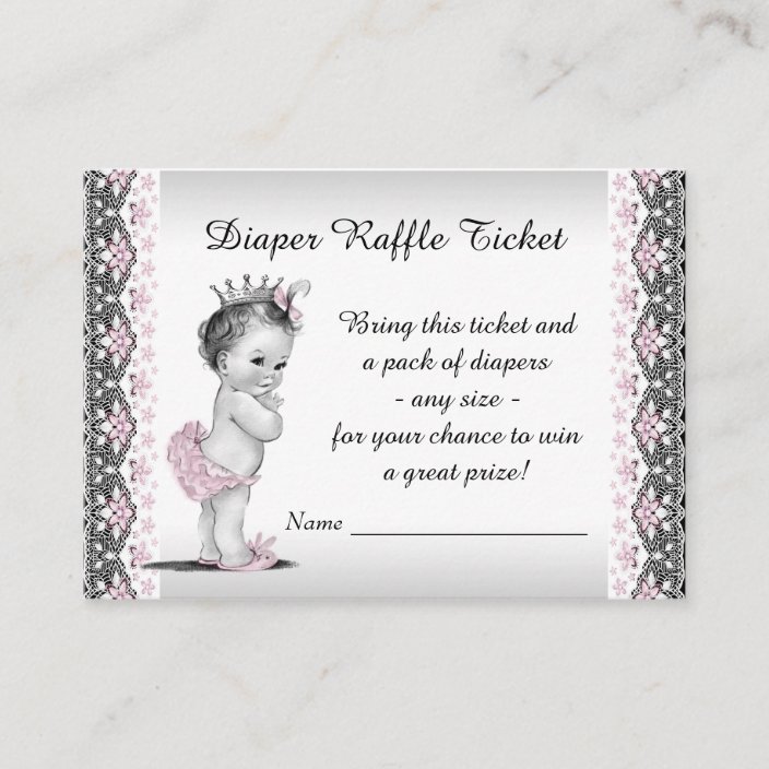 Vintage Princess Diaper Raffle Ticket Enclosure Card Zazzle Com