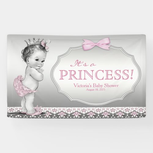 Vintage Princess Girl Baby Shower Banner