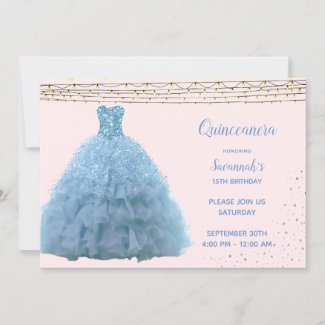 Vintage Princess Gown String Lights Quinceanera
