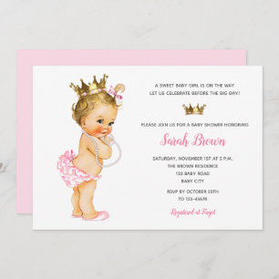 Vintage Princess Invitations Pink Blond Baby