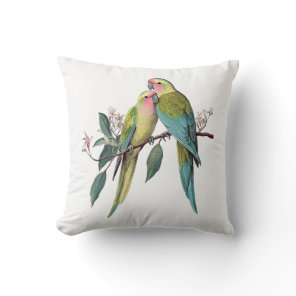 Vintage Princess Parrots Illustration Throw Pillow