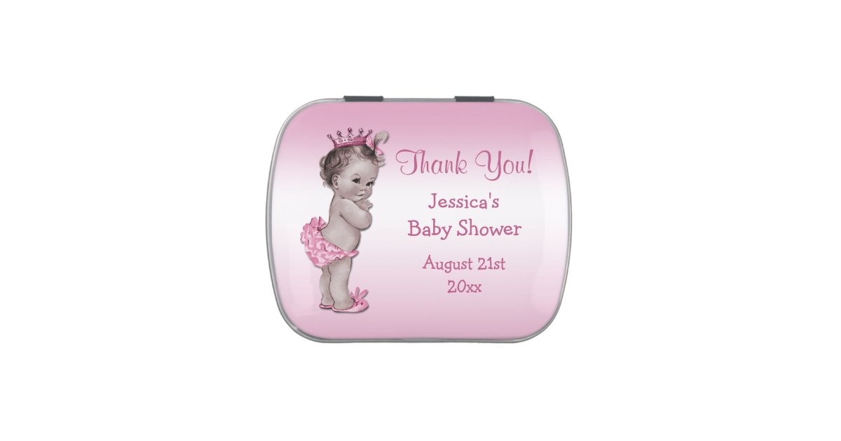 Vintage Princess Pink Baby Shower Thank You Favor Jelly Belly Candy