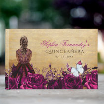 Vintage Princess Pink Butterfly Quinceañera    Guest Book