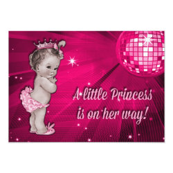 Vintage Princess Pink Disco Ball Baby Shower Card