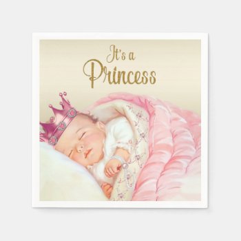Vintage Princess Pink Gold Baby Shower Napkins by The_Vintage_Boutique at Zazzle