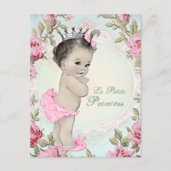 Vintage Princess Pink Rose Baby Shower Invitation by The_Vintage_Boutique at Zazzle
